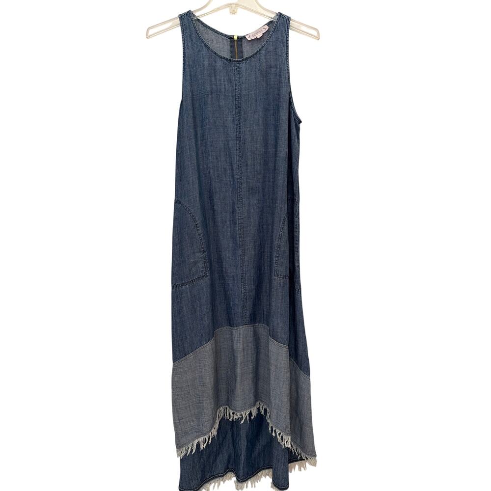 Nanette Lepore Denim Chambray Hi Low Maxi Dress Women's Size 6 Asymmetrical Hem - Picture 3 of 10